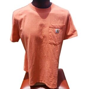 Carhartt Short Sleeve Pocket Logo T-Shirt Orange Boy’s Large L 12-14 Loose Fit